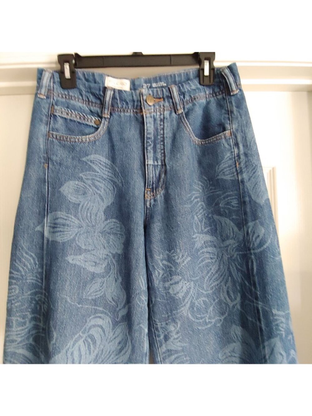 Pilcro Anthropologie Floral Wide Leg Jeans Hippie Festival Y2K Boho Retro 27 - Picture 4 of 11